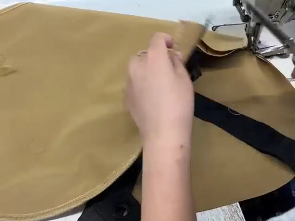 Fabric panel sewing at Langfang Zhongyong Outdoor Products Co., Ltd.